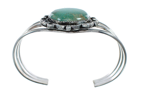 Authentic Kingman Turquoise Sterling Silver Native American Navajo Cuff Bracelet NX11617